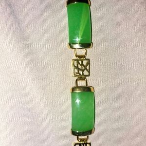 Green Jade bracelet. 10k GF